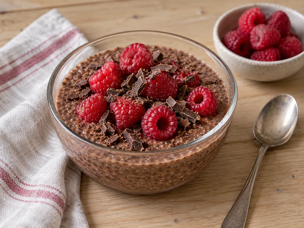 Chocolate-raspberry chia pudding